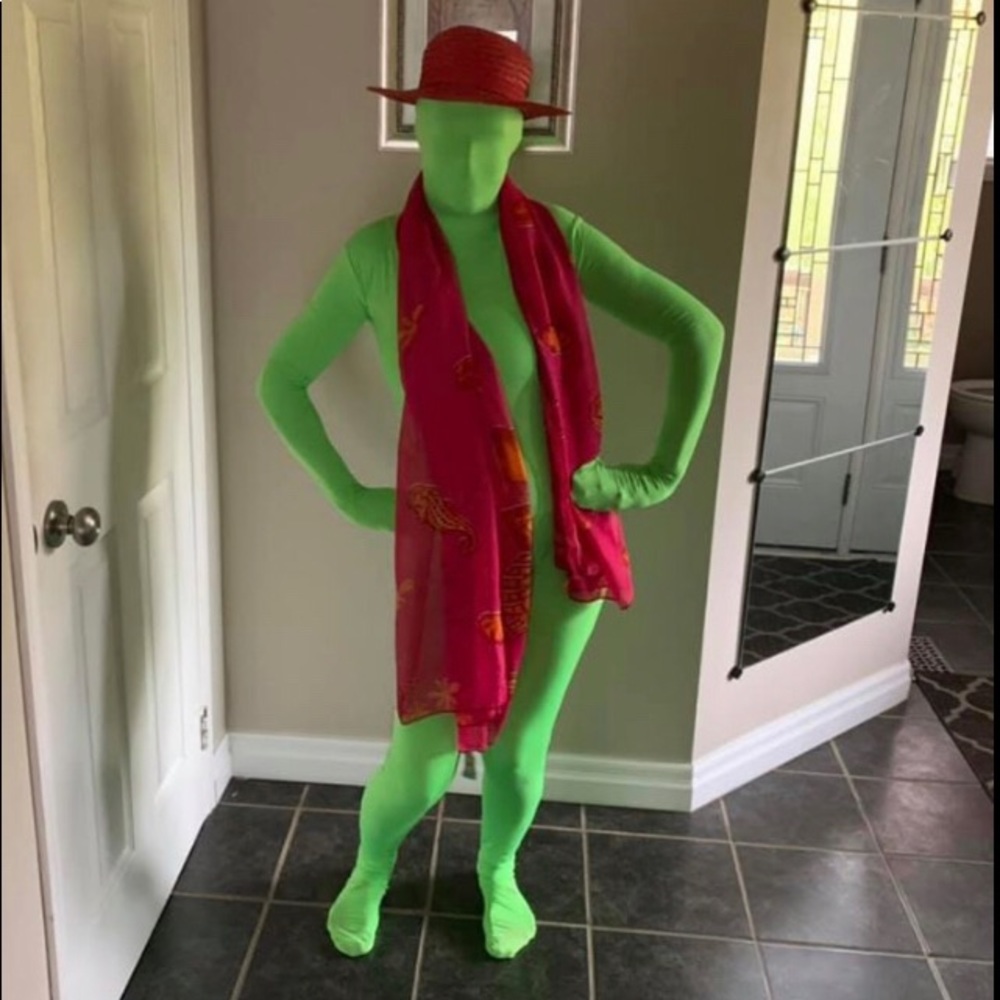 Chromakey green suit onesie